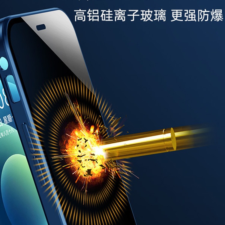 Funda Protectora para Teléfono con Hebilla de Doble Cara Anti-Espía para Apple 13/14, Funda Protectora de Vidrio con Cobertura Total para iPhone 13 Pro Max