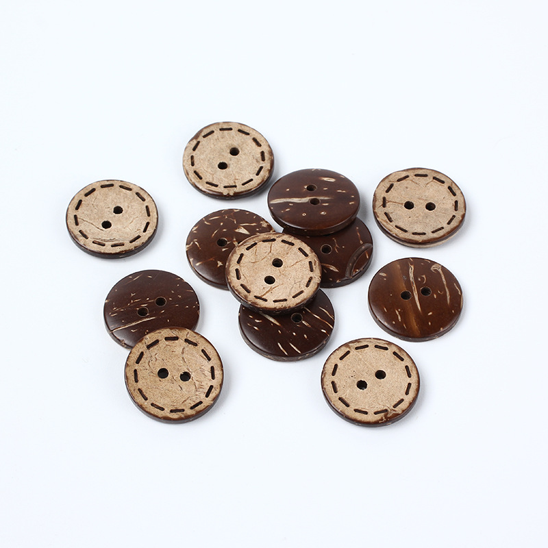 Natural coconut shell buttons customized two-eye shirt buttons round…