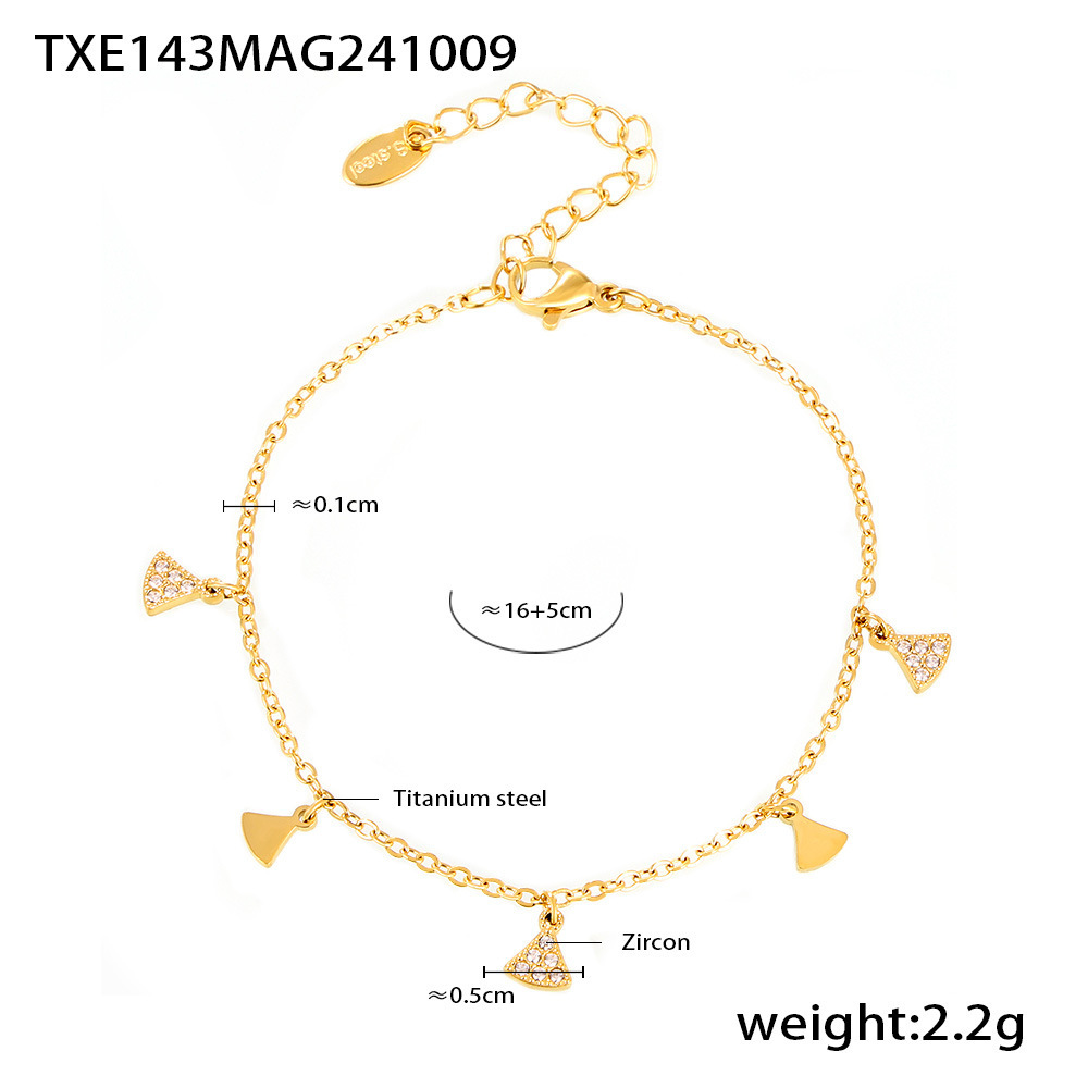 Minigonna geometrica con set di accessori multipli con zirconi intarsiati, collana, bracciale, acciaio al titanio placcato in oro vero, copricapo_voghion.com