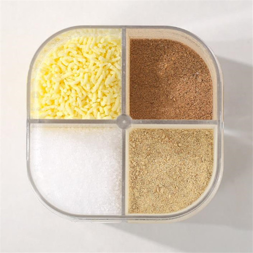 Four-compartment kitchen condiment bottle, Japanese-style condiment box with lid in carton, divided outdoor barbecue condiment bottle