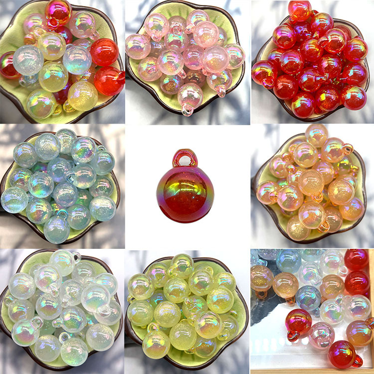 亚克力幻彩吊孔uv电镀串珠散珠珠子DIY手工钥匙扣饰品配饰细闪