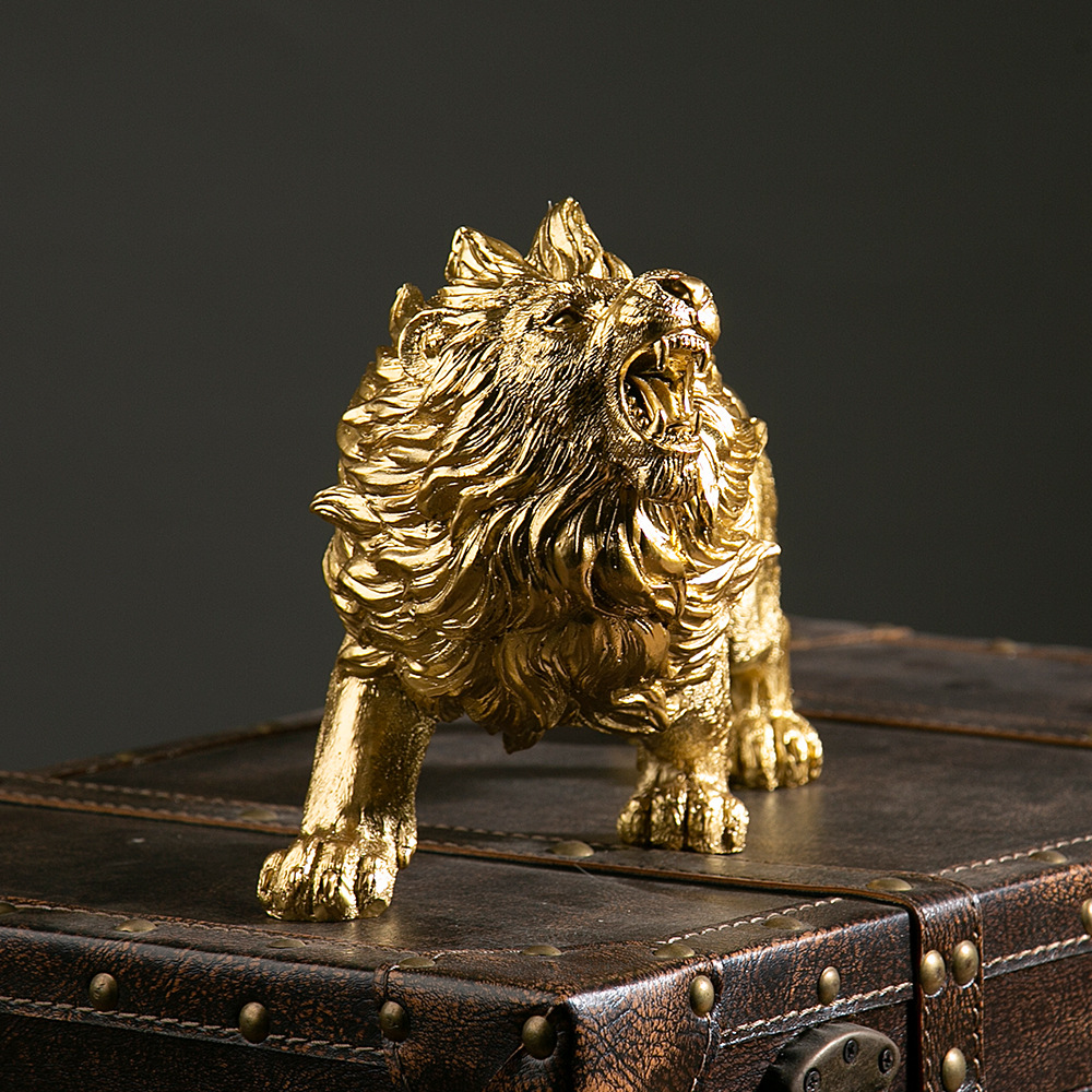 Nuevo estilo chino rugiente domineering León resina artesanía TV gabinete comedor Oficina sala de estar entrada Decoración