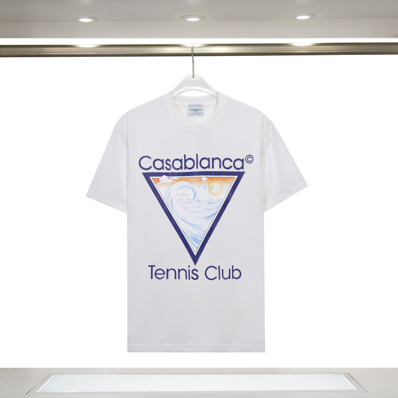 カサブランカ トレンド 半袖 夏新作 グリーン 三角文字 CASA テニスコート プリント Tシャツ|undefined