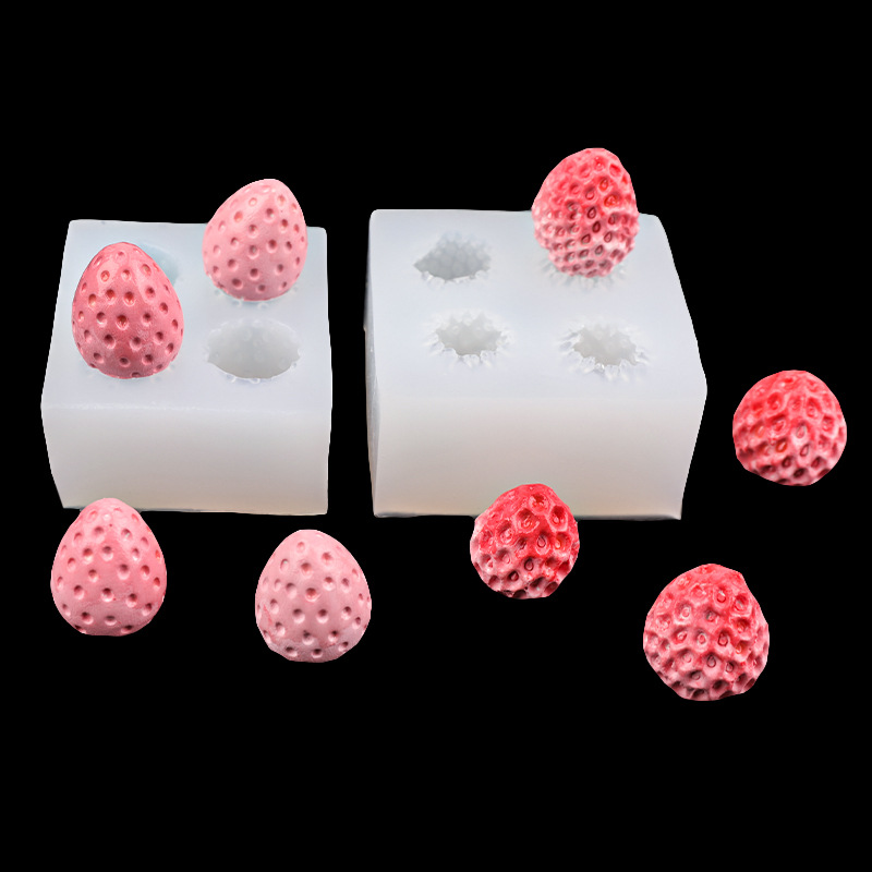 Molde de silicona de fresa tridimensional Molde de yeso