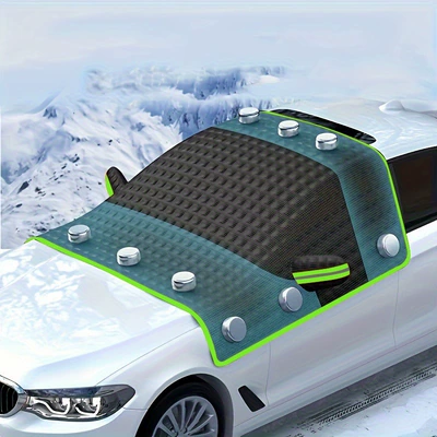 Aluminum Film Sunshade, Enlarged Car Car snow shield - 12-magnets-4010-black-with-green-edge