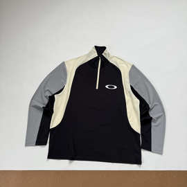 跨境高品质户外O@kley欧克VTG古着半拉链拼色拼接运动速干长袖T恤