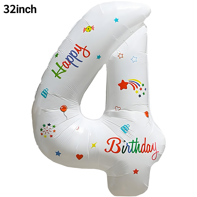 Globo digital blanco de 32 pulgadas para decoración de cumpleaños, de aluminio, para fiestas, fondo para fotos, accesorios de decoración