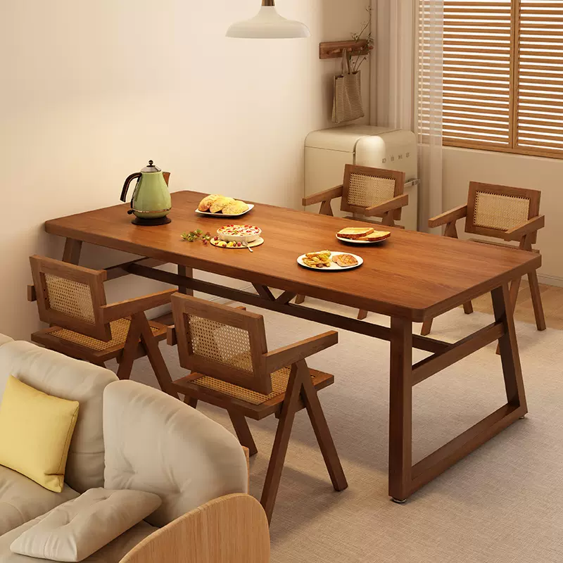 餐桌家用小户型吃饭桌子餐饮商用客厅长方形快餐小店一桌四椅组合