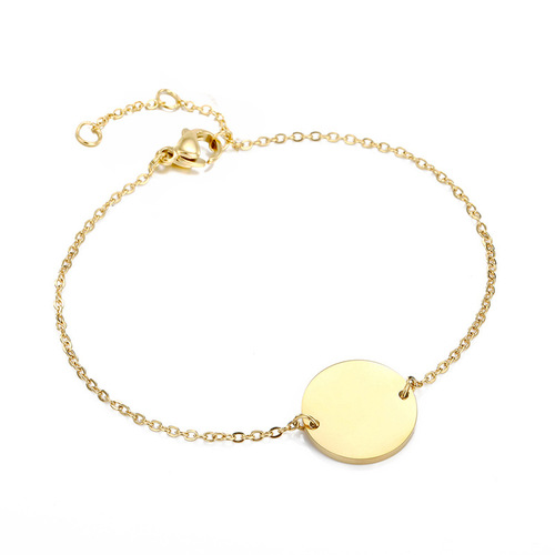 eManco cross-border jewelry simple gold-plated bracelet geometric round bracelet stainless steel engravable bracelet wholesale