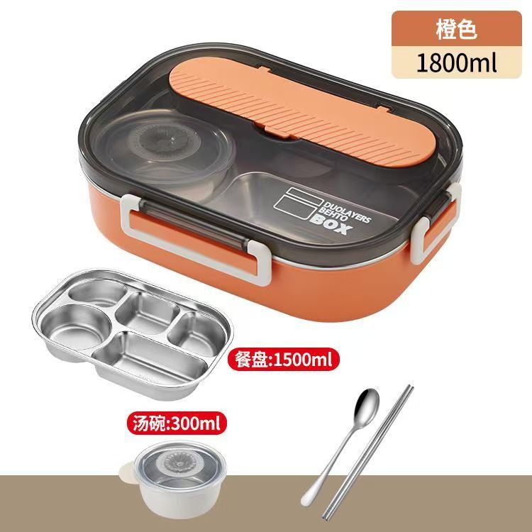 Caja de almuerzo de aislamiento sellado de estudiantes de oficina caja de almuerzo portátil de gran capacidad 304 acero inoxidable con tazón de sopa