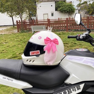 Helmet Personalized Decoration Rose Red Bow Pink Big Ear Dog Helmet Accessories Motorcycle Electric Universal Velcro
