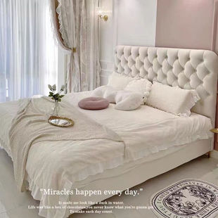 American Style Light Luxury Fashionable Soft Bag Buckle Modern Simple Fabric Bed Ins Internet Popular Master Bedroom Double Wedding Bed