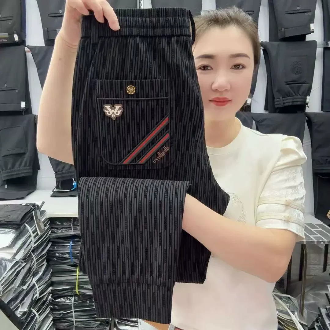 Высококачественные свободные весенне-летние мужские легкие новые полосатые повседневные брюки от производителя, модные универсальные брюки