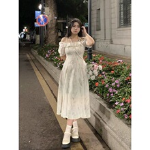 大码胖安妮不火微设计感连衣裙女夏季新款法式宽松学院仙女裙子