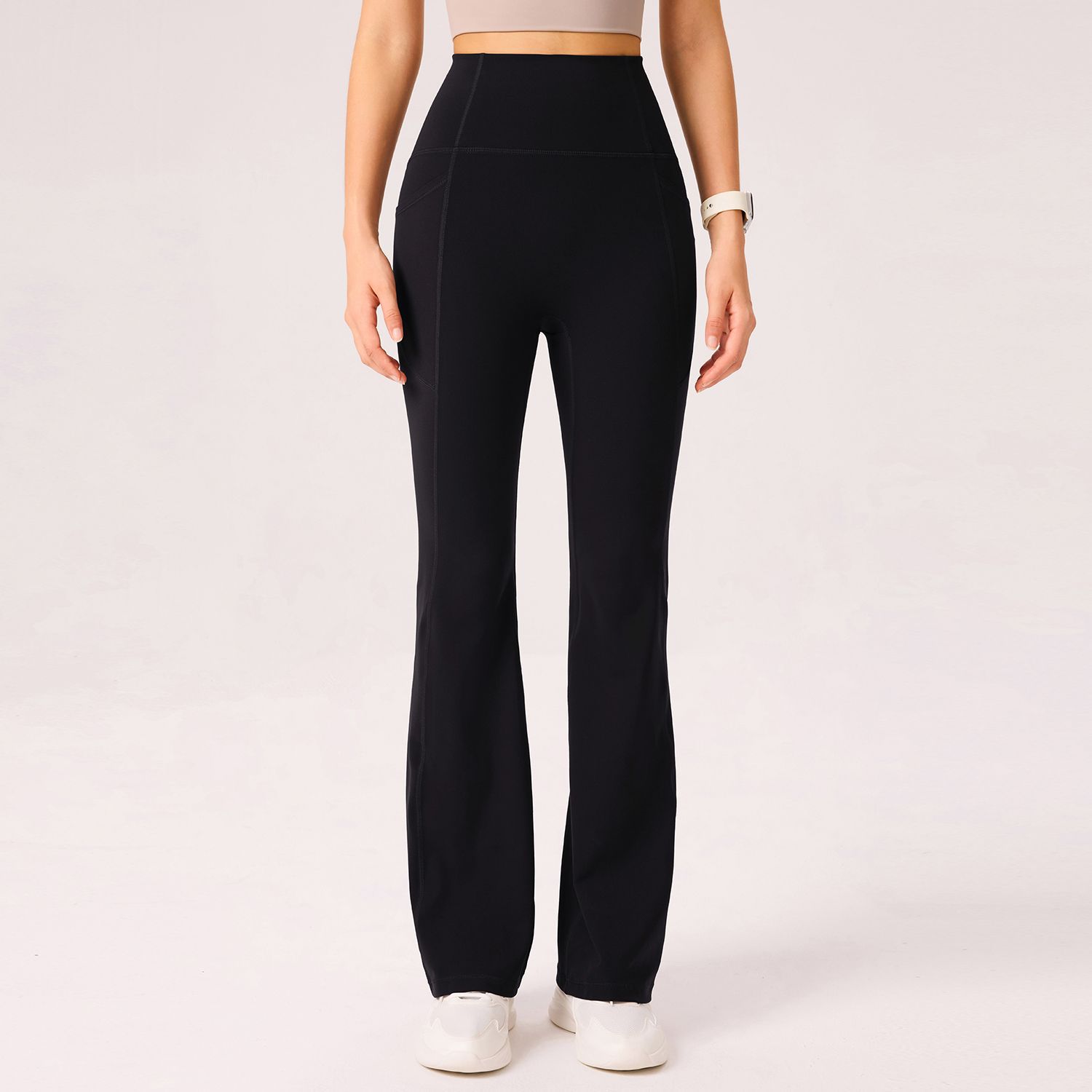 Pantalones de yoga desnudos para mujeres Nylon 66 Leica micro ajustado cintura alta elevación de cadera ropa deportiva elástica con etiqueta de suspensión