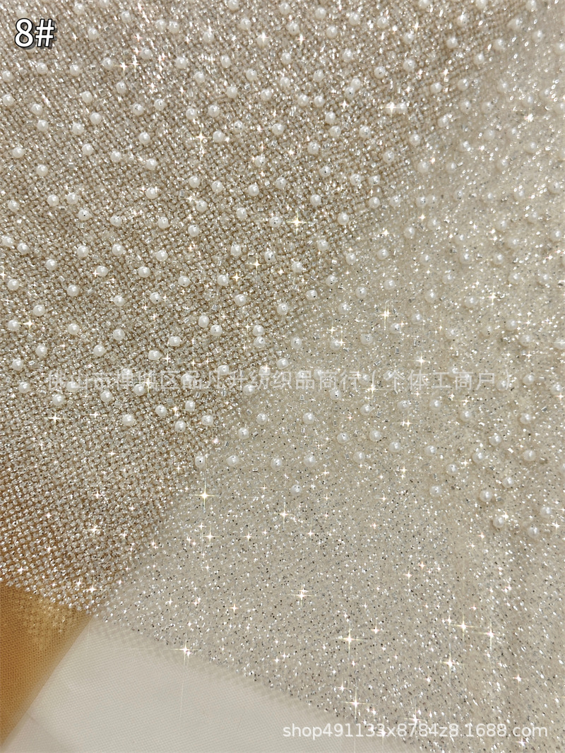 Nuevo fondo de polvo espumado cuentas bordadas telas de alta moda vestido cena fiesta vestido de tela