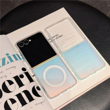 跨境适用三星zflip7折叠屏手机壳镭射渐变zflip6磨砂磁吸款5/4/3