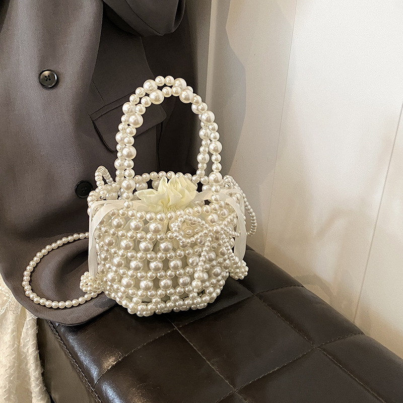 Linda niña bandolera dulce perla cesta estilo occidental princesa niño bandolera verano nuevo bolso para niños