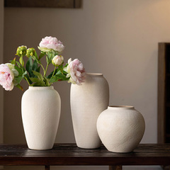 Lanlin 新中国風のわびさびスタイルのセラミック花瓶リビングルームフラワーアレンジメント B&B ホテルハイエンドホワイトレトロ錦花瓶