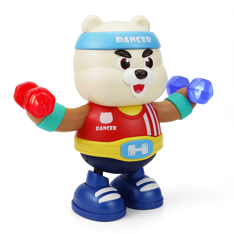 Juguetes eléctricos transfronterizos de ejercicios osos dinámicos luces música danza niños osos juguetes robot al por mayor
