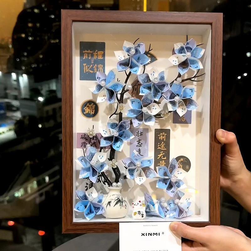 Valentine's Day Creative Gift diy Photo Frame Money Fold Money Tree for Girlfriend Boyfriend Husband Wife Birthday Gift