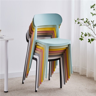 Scandinavian Plastic Chair Home Backrest Dining Chair Balcony Stool Thickeneded Simple Dormitory Canteen Stackable Restaurant Chair