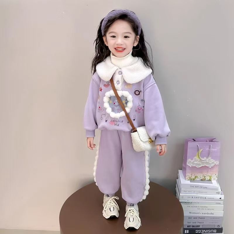 女童冬装套装2025新款儿童加绒加厚休闲两件套洋气女宝宝冬季衣服