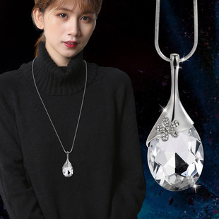 Light luxury style water drop Flower sweater chain high-grade women's all-match autumn and winter high quality long sweater chain accessories