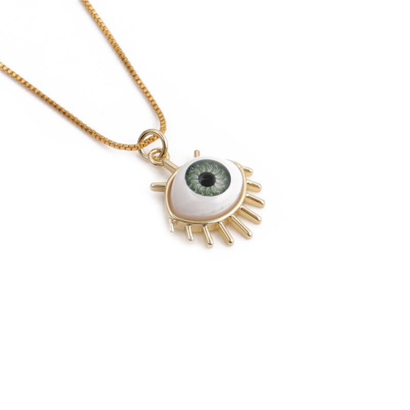 simple dripping evil eye pendant copper zircon necklace wholesale