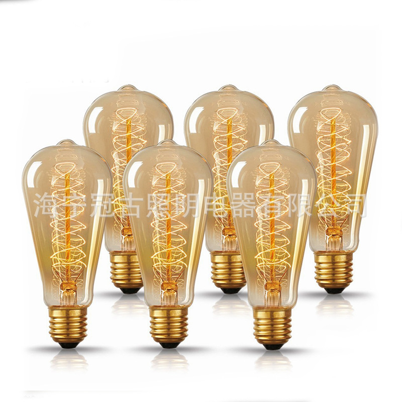 ST64 Retro Edison Bulb 40W Antique Style Bulb Decorative Silk Bulb Tungsten Filament Bulb 220V