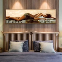简约现代抽象人物画卧室床头挂画酒店房间睡美人艺术画美女装饰画
