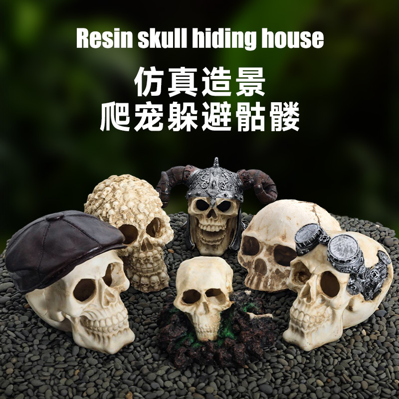 Caja de reptiles decoración de paisajismo crin león lagarto serpiente araña escorpión cueva pecera acuario decoración paisajismo calavera hueso