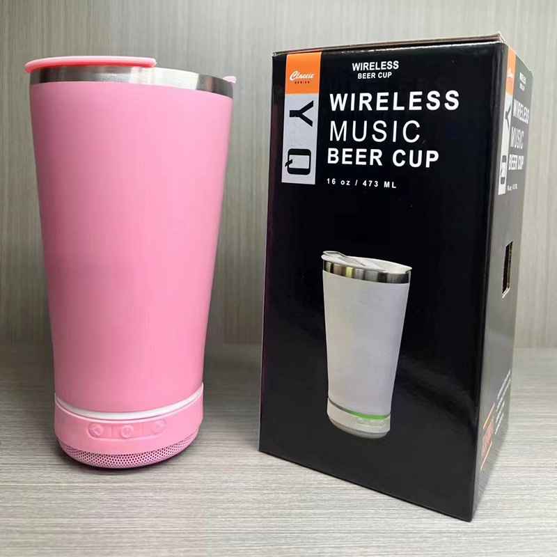 Transfronterizos para música Bluetooth inteligente 304 taza de acero inoxidable 20oz taza de música de automóvil taza corporal recta de negocios