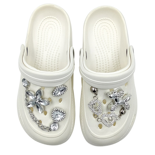 Silver Series Plastic Full Drill Water Diamond Butterfly Balloon Dog DIY Decorative Accessory Hole Shoe Clip Accessory