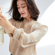 真丝衬衫女装内搭外穿2025秋季新款蕾丝拼接的上衣宽松法式衬衣