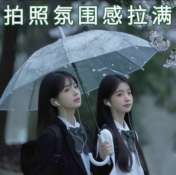 透明雨伞女高颜值长柄折叠网红学生直柄小清新风户外便携拍照出片|undefined
