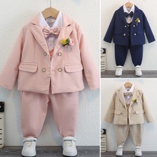 男童花童宝宝周岁生日礼服儿童小西装套装主持人英伦演出西服春秋