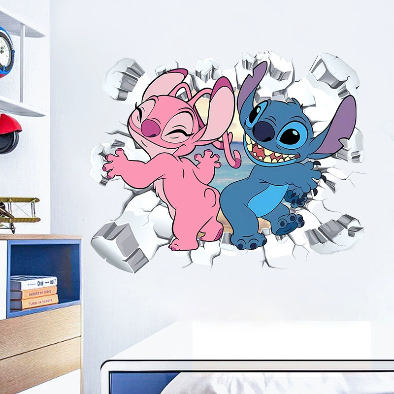 Трансграничный Стирпа мультфильм анимированные наклейки для детей спальня Стич декоративные настенные наклейки водонепроницаемые самоклеящиеся стеклянные наклейки