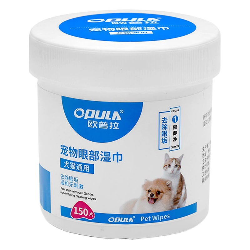 Салфетки для очищения глаз домашних животных OPULA, 150 штук, в сетке, для кошек и собак, от слезных пятен