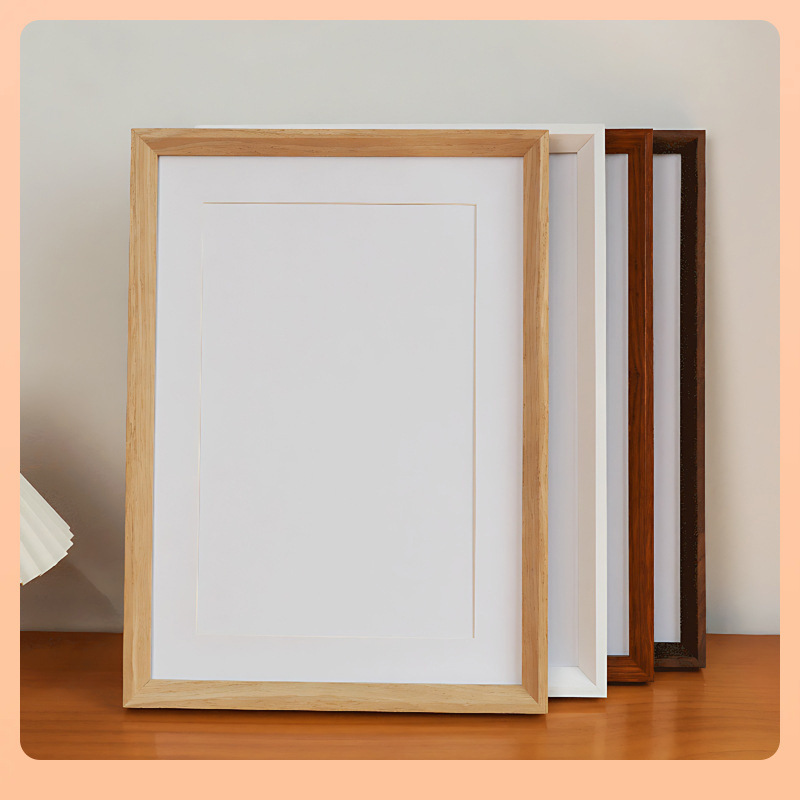 Frame Solid Wood Photo Frame Wall Hanging A3 Empty Frame Picture Frame Mounted Plexiglass Display with A44 Open Puzzle E18