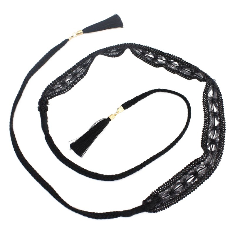 Nuevo vestido de mujer decorativo todo partido anudado Cadena de cintura Corea del Sur tejido borla encaje algodón cintura cuerda entrega de una pieza