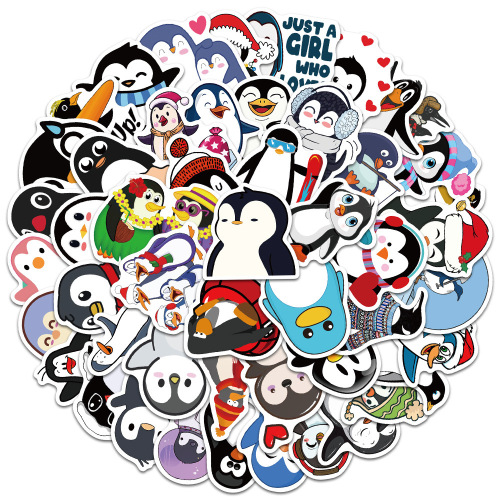 50 cute cartoon penguin animal stickers, graffiti, luggage, motorcycles, computer toys, wallets, waterproof stickers