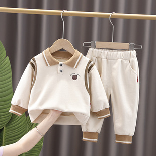 Baby boy's autumn sweater suit 2023 new arrival baby children's clothing Western style Boy's spring and autumn long sleeve two-piece suit fashion