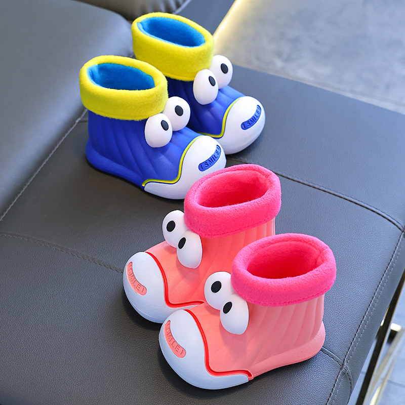 Botas de lluvia para niños, niños, niñas, niños, bebés, niñas, más botas de lluvia de terciopelo, zapatos de agua para estudiantes, zapatos de goma para niños pequeños impermeables y antideslizantes