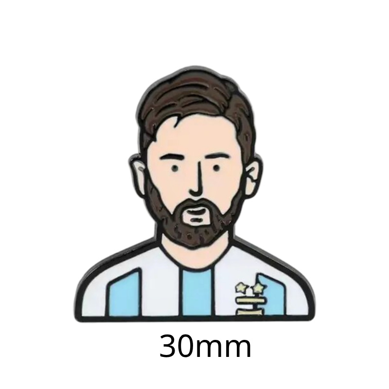 Fabricante personalizado Champions League World Cup Football Super Star Metal Insignia Imagen de dibujos animados Etiqueta del teléfono móvil Insignia Regalo