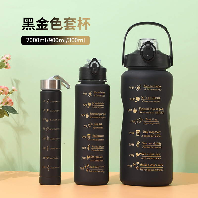 Set de 3 Botellas Deportivas de Plástico Degradado, Gran Capacidad con Pajita - Vasos Esmerilados para Amazon al por Mayor image 12
