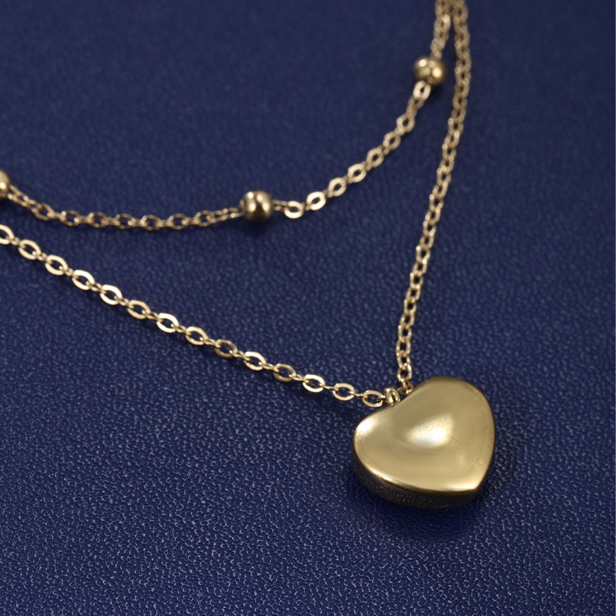 Xuping simple amor collar de acero de titanio nicho femenino sentido de diseño de doble capa de acero inoxidable personalidad europea y americana cadena de collar clavícula