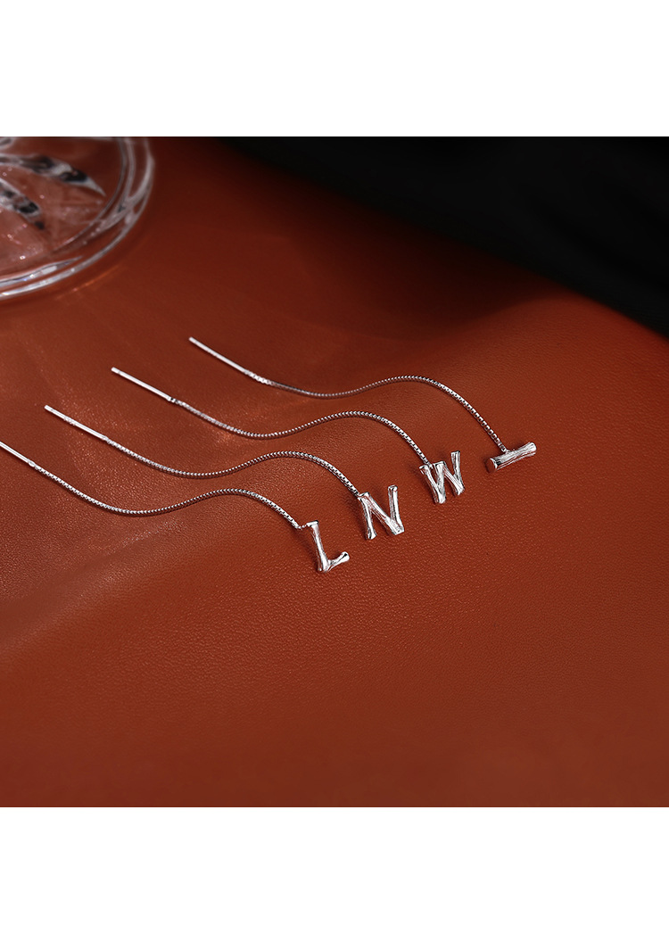 Fashion Simple Style Letter Sterling Silver Tassel Earrings Ear line