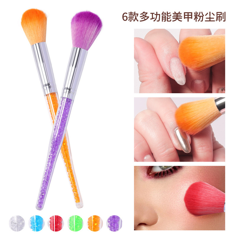 Cross-border nail tools nail brush nail powder dust brush Crystal long handle beauty makeup blush brush makeup powder brush
