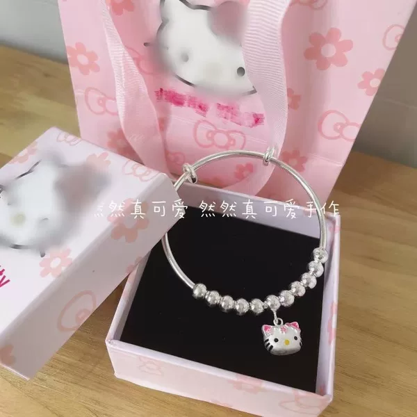 Cute Girl Bracelet Hello Kitty Cartoon Soft Sister Silver Plated Bracelet Jewelry Student jk Best Friend Birthday Gift